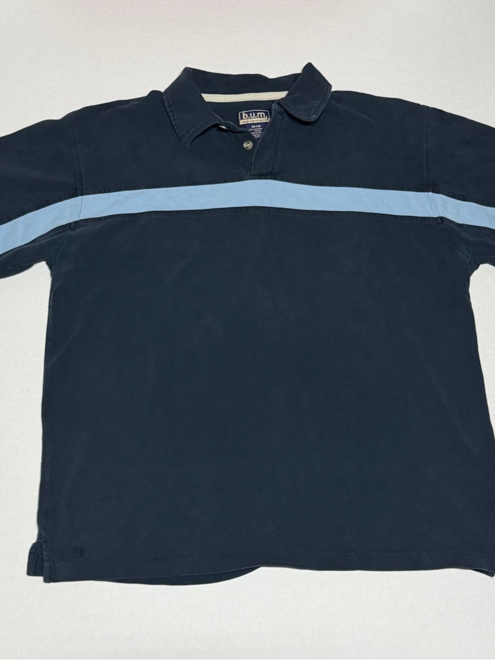 B.U.M. Navy Polo with Light Blue Chest Stripe